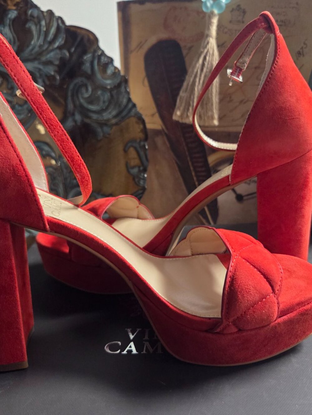 Vince Camuto “Celestine” Suede Platform Heels – Cherry Berry – Size 8M Brand New